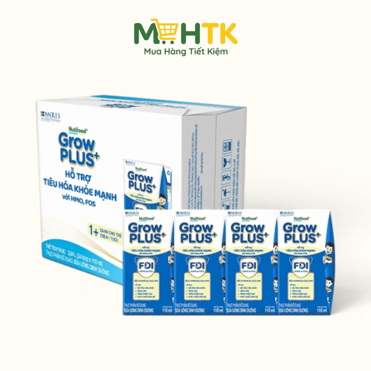 Thùng sữa nước pha sẵn NutiFood Xanh Tiêu Hóa Khỏe 110ml x 48 hộp — 1