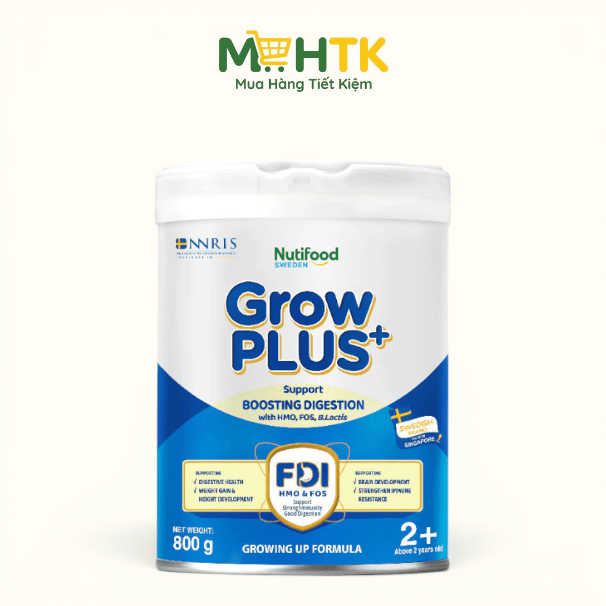 Sữa bột NutiFood Grow PLUS+ Xanh Tiêu Hóa Khỏe 2+ cho trẻ trên 2 tuổi 800g — 1