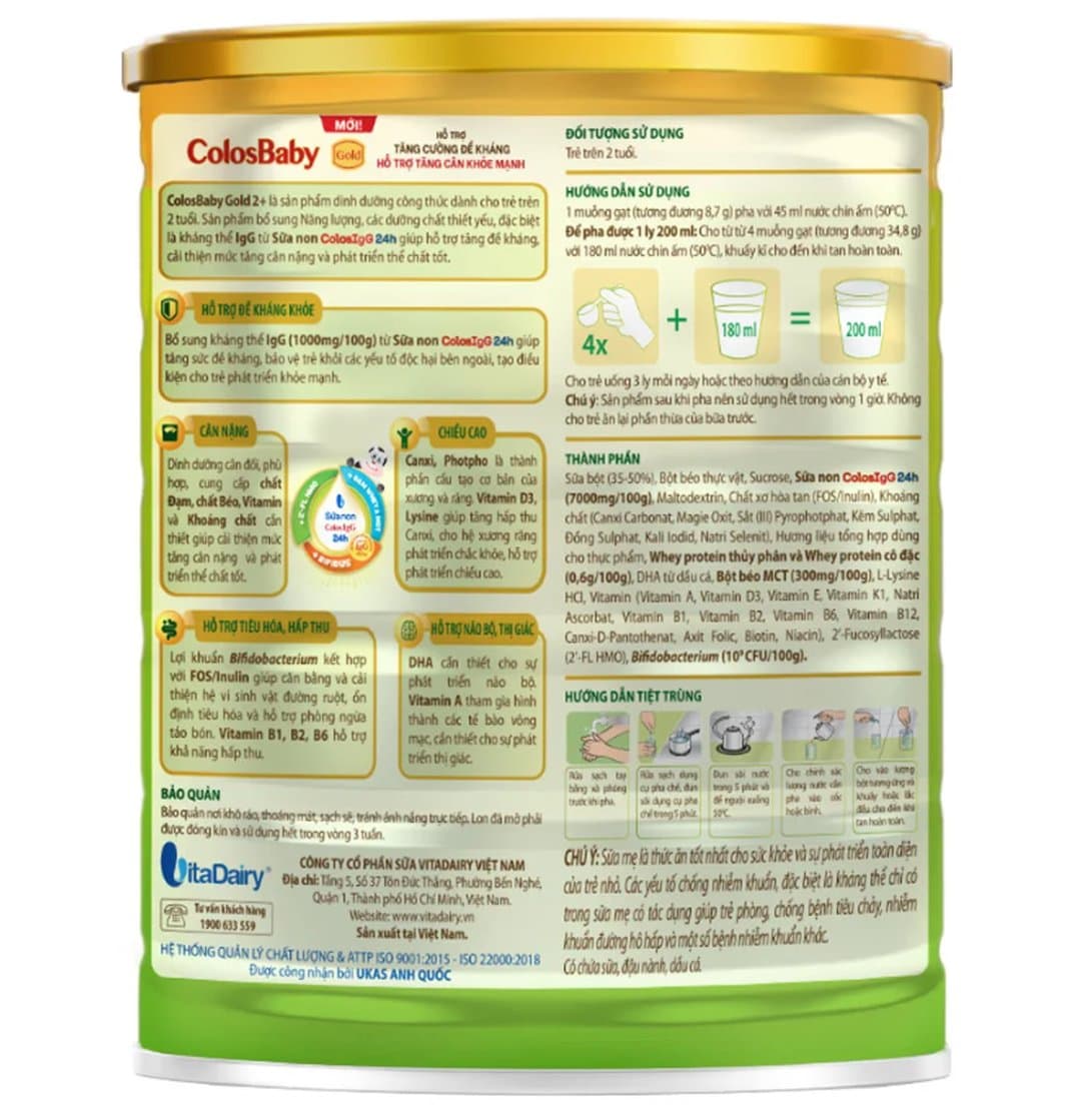 Sữa bột ColosBaby Gold 2+ vị nhạt tự nhiên cho trẻ trên 2 tuổi 800g — 3