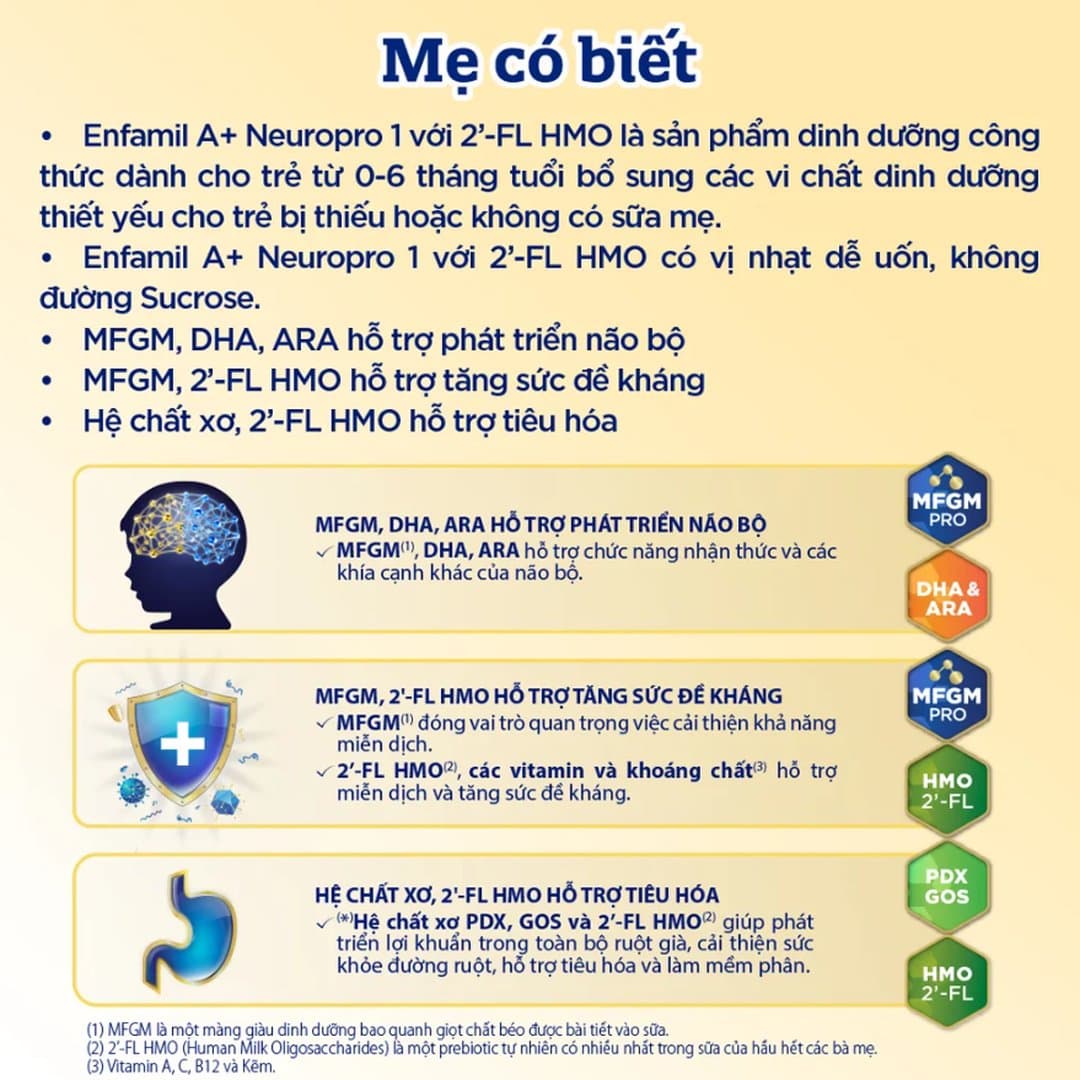 Sữa bột Enfamil A+ NeuroPro số 1 cho trẻ từ 0 - 6 tháng tuổi 830g — 2