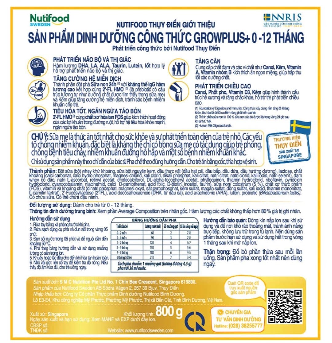 Sữa bột NutiFood Grow PLUS+ Vàng 0+ sữa non cho trẻ từ 0 - 12 tháng tuổi 800g — 4