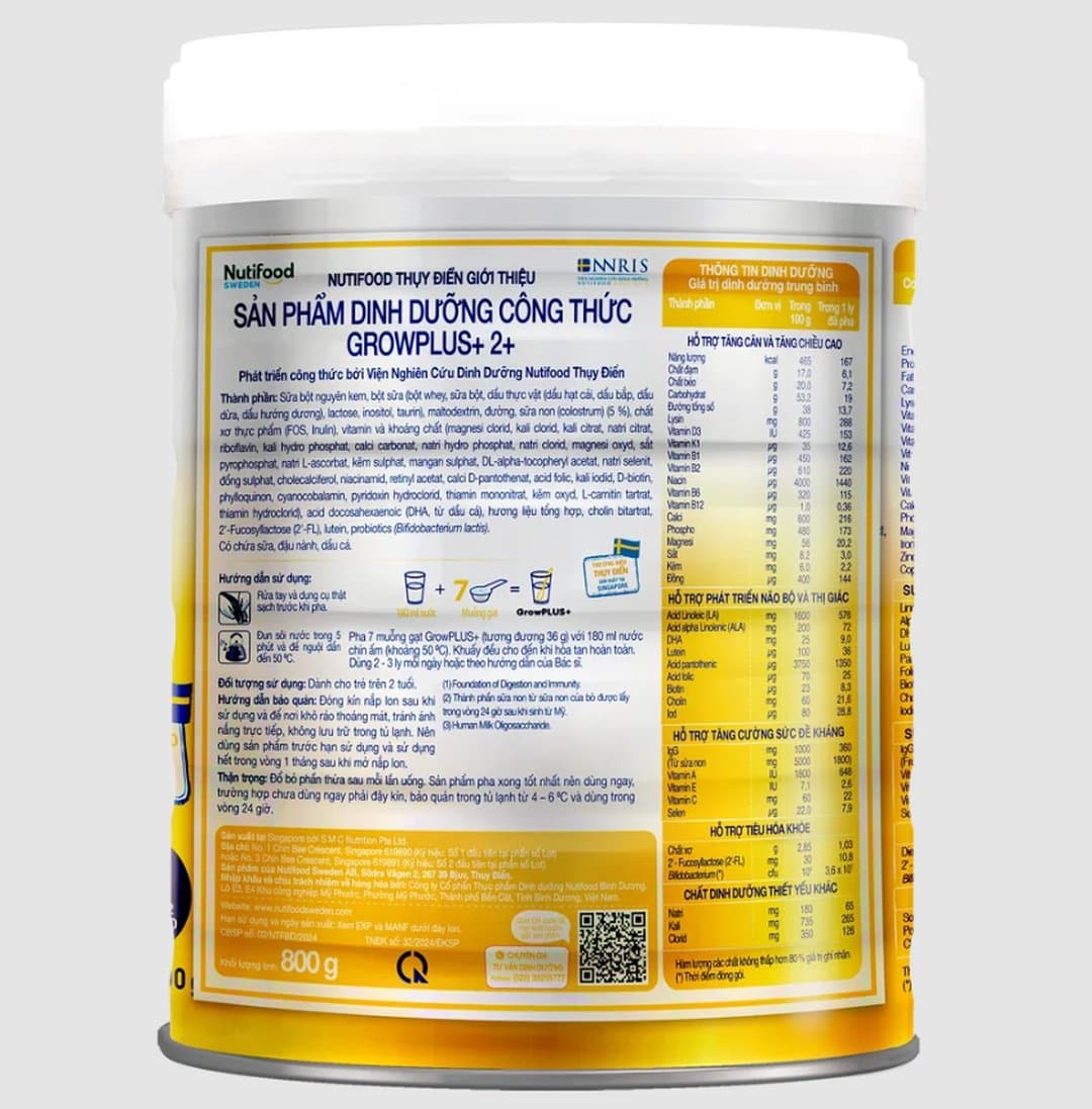 Sữa bột NutiFood Grow PLUS+ Vàng 2+ sữa non cho trẻ trên 2 tuổi 800g — 4