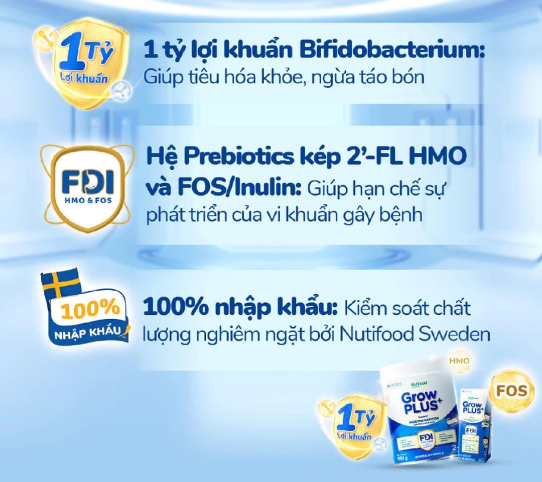 Sữa bột NutiFood Grow PLUS+ Xanh Tiêu Hóa Khỏe 2+ cho trẻ trên 2 tuổi 800g — 4