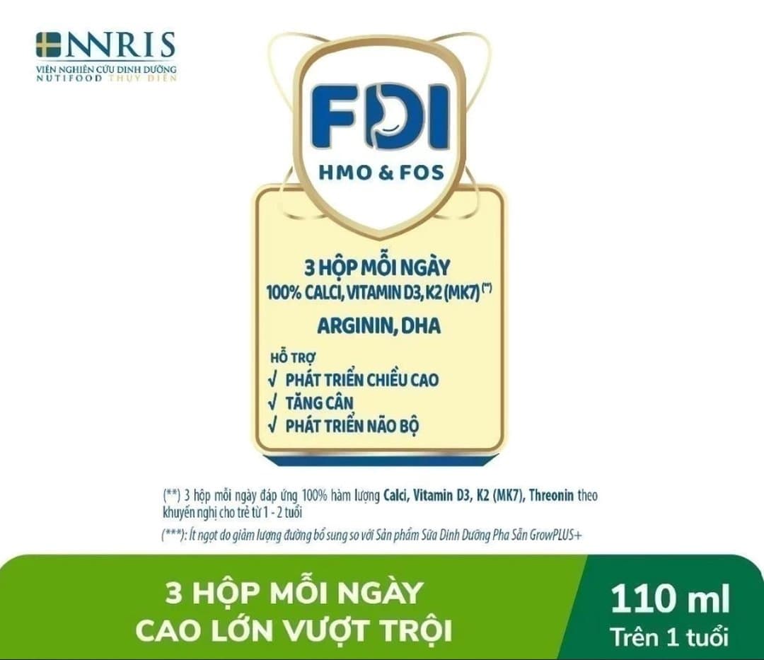 Thùng sữa nước pha sẵn NutiFood Grow PLUS+ Bạc 1+ 110ml x 24 hộp — 5