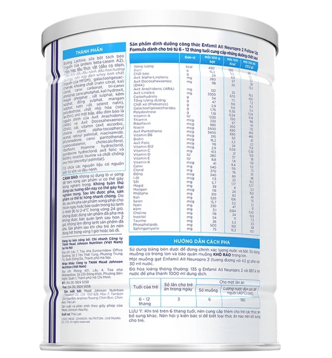 Sữa bột Enfamil A2 NeuroPro số 2 cho trẻ từ 6 - 12 tháng tuổi 800g — 3
