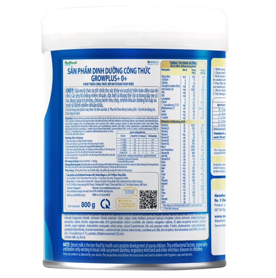 Sữa bột NutiFood Grow PLUS+ Xanh Tiêu Hóa Khỏe 0+ cho trẻ từ 0 - 12 tháng tuổi 800g — 3