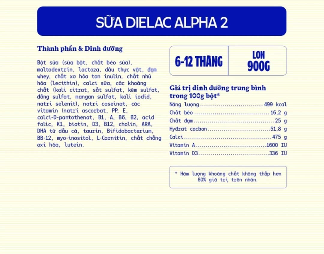 Sữa bột Dielac Alpha Step 2 cho trẻ từ 6 - 12 tháng tuổi 900g — 3