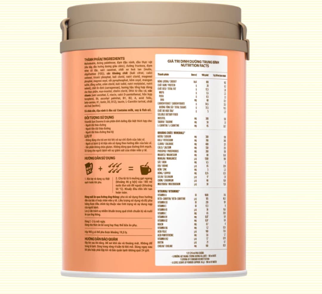 Sữa bột Vinamilk Sure Diecerna mẫu mới cho người tiểu đường 900g — 3