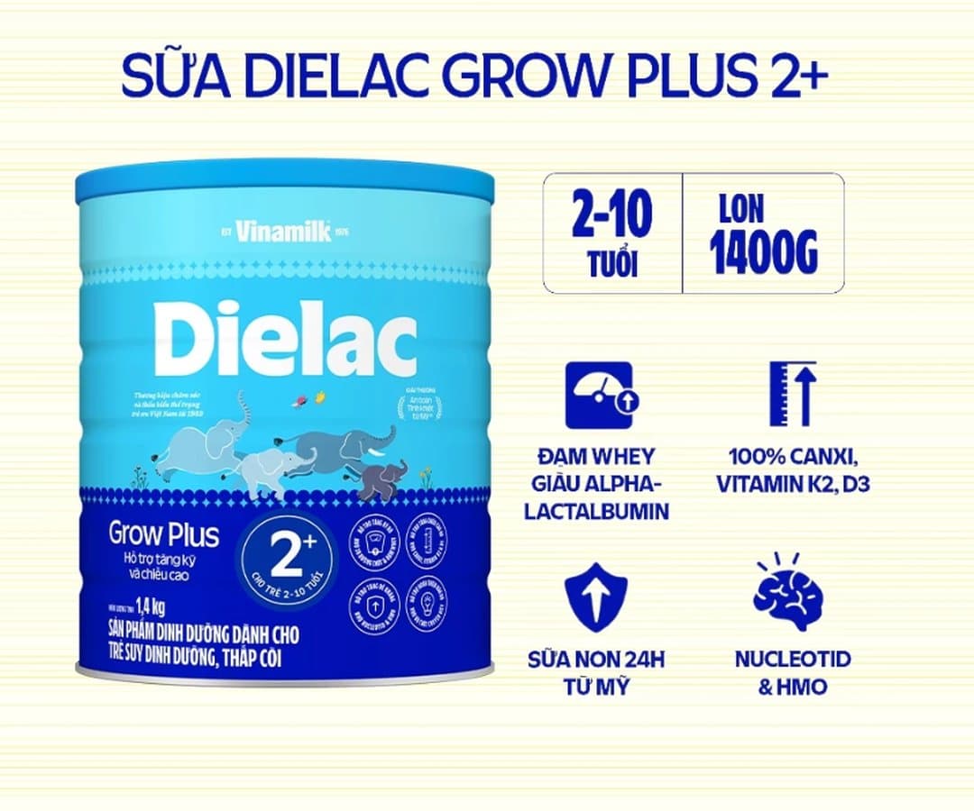 Sữa bột Vinamilk Grow Plus 2+ bổ sung sữa non cho trẻ từ 2 - 10 tuổi 1400g — 3