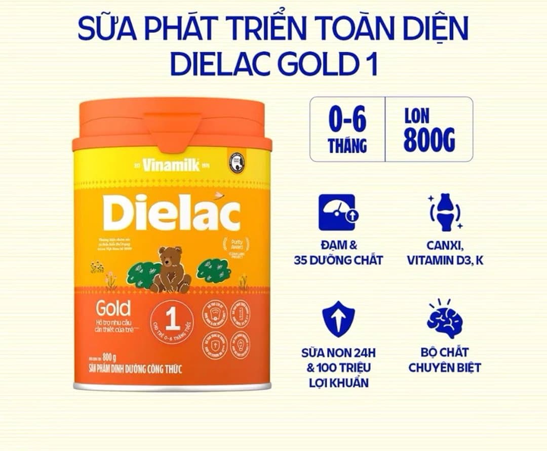 Sữa bột Dielac Alpha Gold IQ 1 cho trẻ từ 0 - 6 tháng tuổi 800g — 2