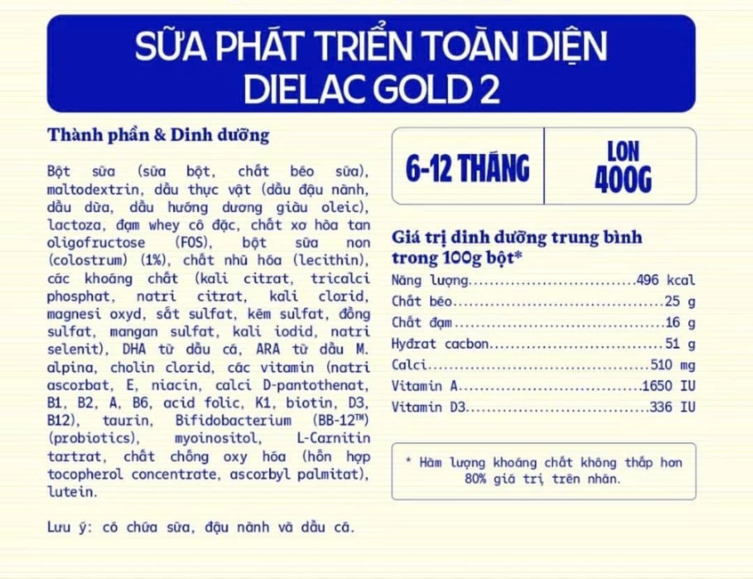 Sữa bột Dielac Alpha Gold IQ 2 cho trẻ từ 6 - 12 tháng tuổi 400g — 3