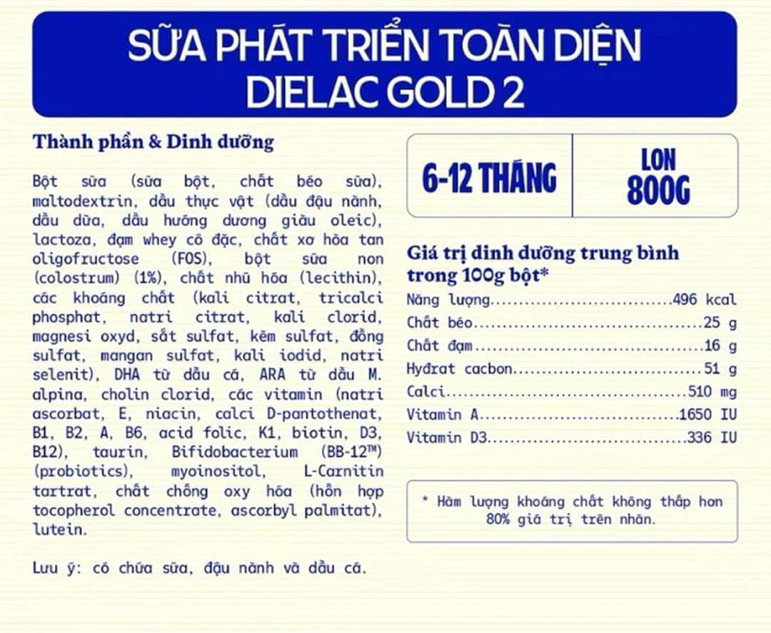 Sữa bột Dielac Alpha Gold IQ 2 mẫu mới cho trẻ từ 6 - 12 tháng tuổi 800g — 3