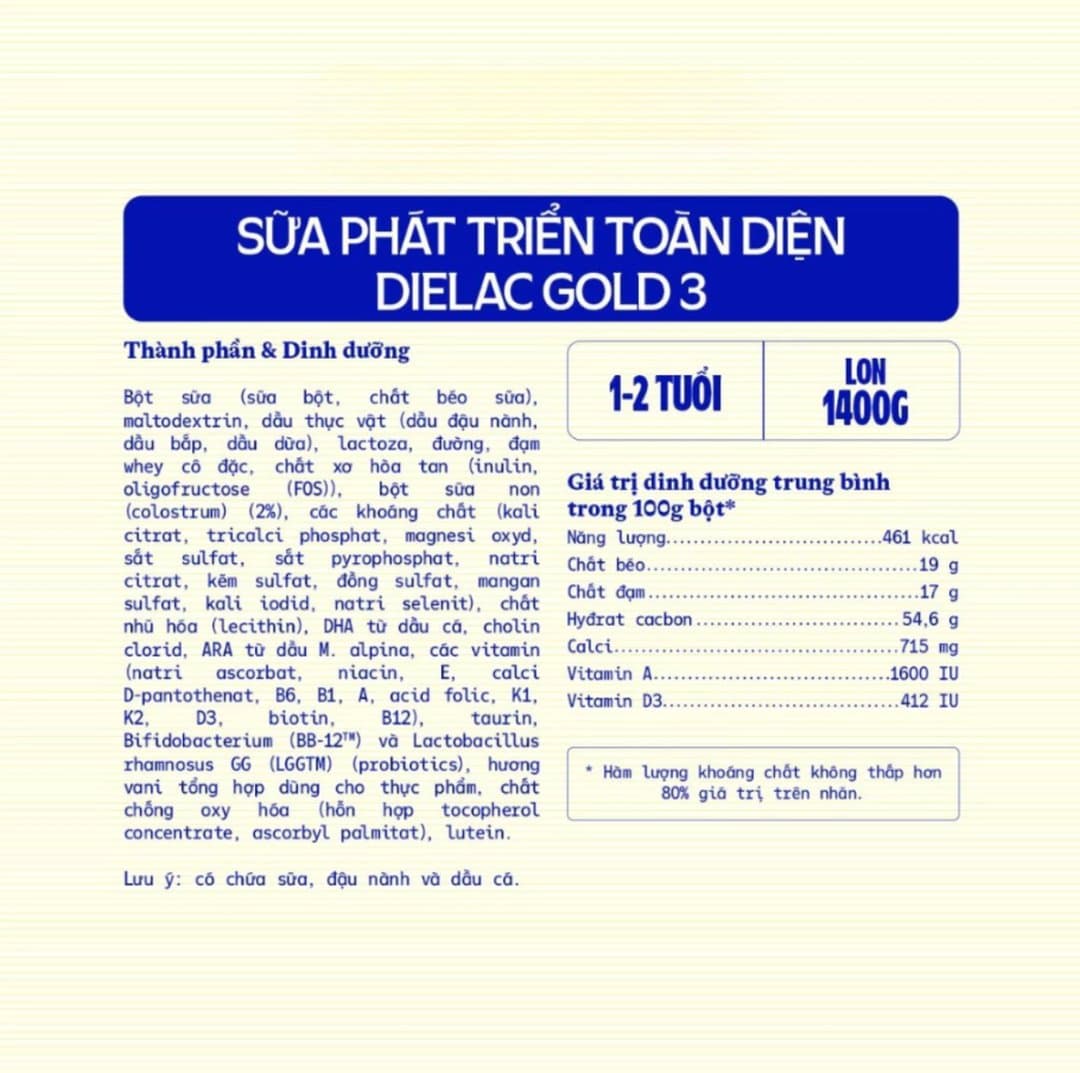 Sữa bột Dielac Alpha Gold IQ 3 cho trẻ từ 1 - 2 tuổi 1400g — 3