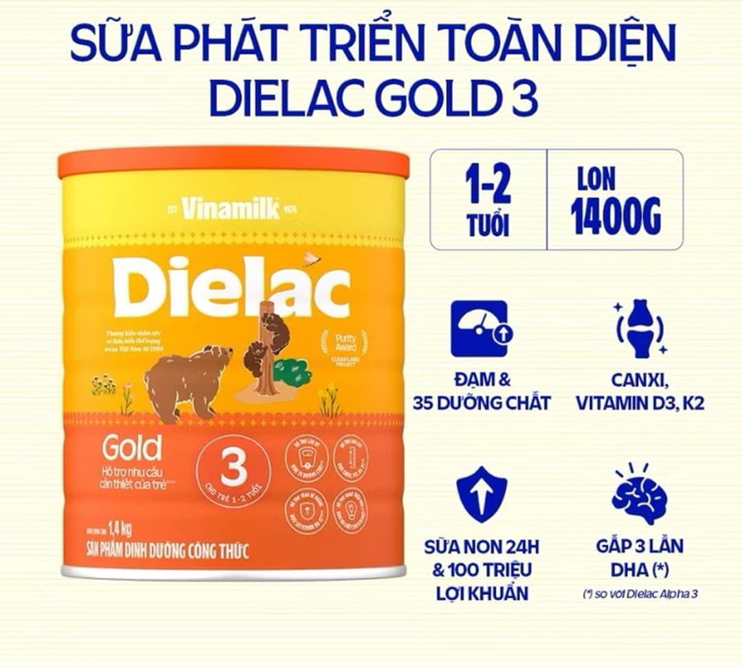 Sữa bột Dielac Alpha Gold IQ 3 cho trẻ từ 1 - 2 tuổi 1400g — 2