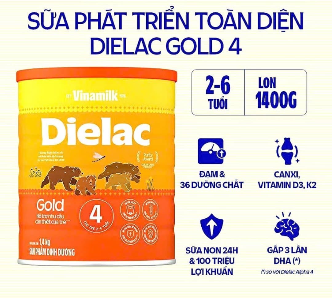 Sữa bột Dielac Alpha Gold IQ 4 cho trẻ từ 2 - 6 tuổi 1400g — 2