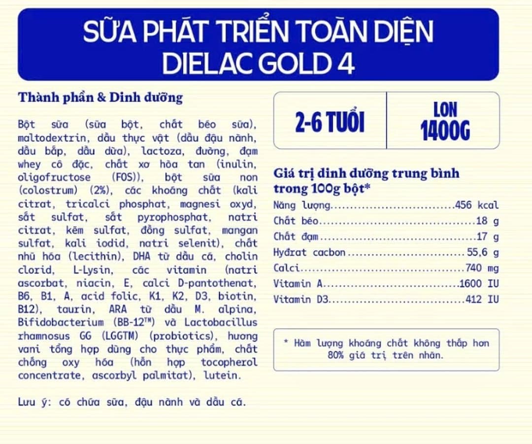 Sữa bột Dielac Alpha Gold IQ 4 cho trẻ từ 2 - 6 tuổi 1400g — 3