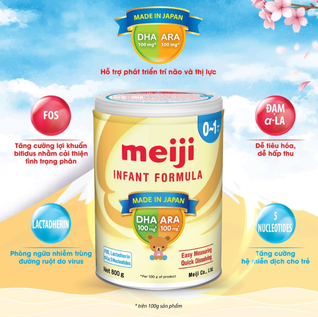 Sữa bột Meiji Hohoemi số 0 cho trẻ từ 0 - 12 tháng tuổi 800g — 2