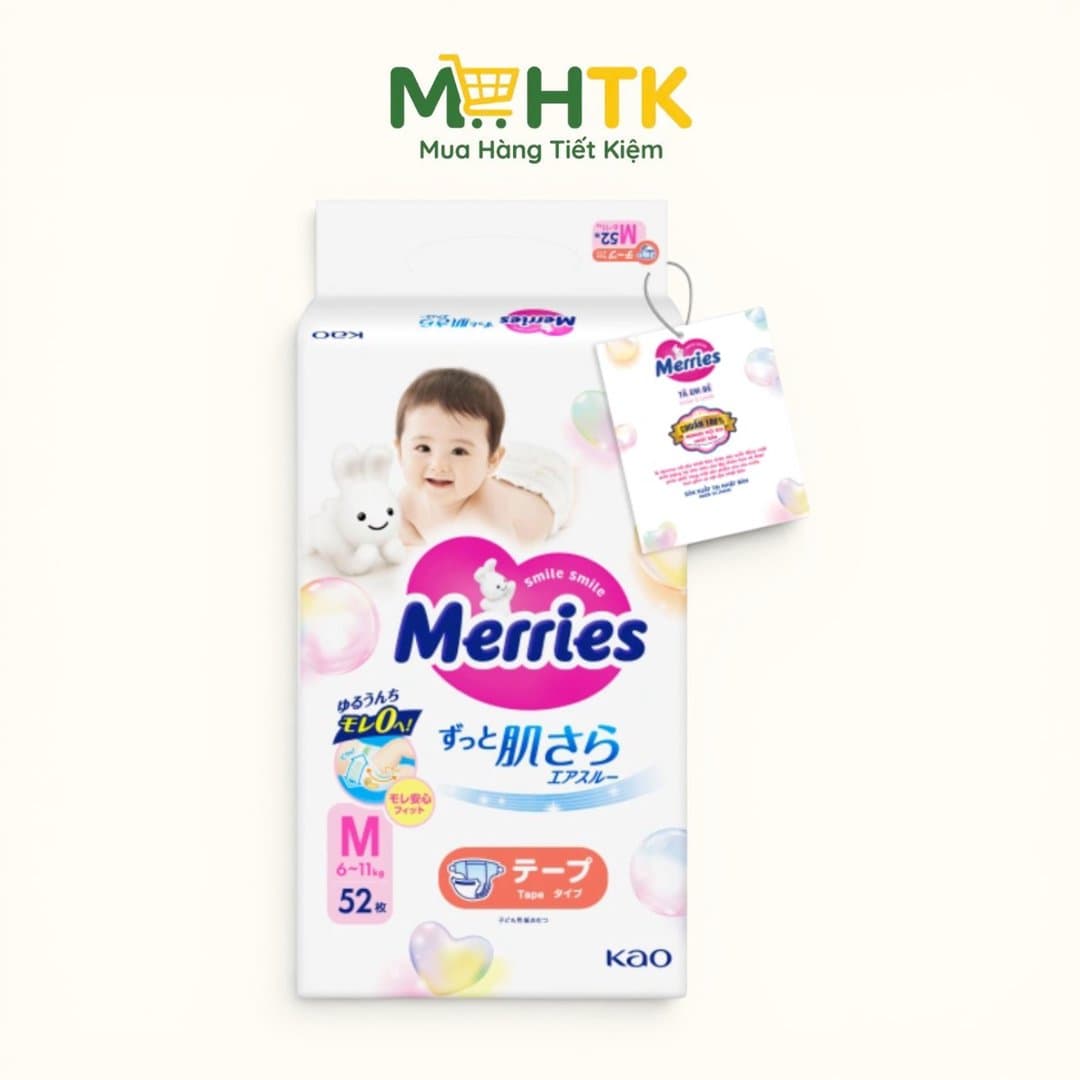 Tã / Bỉm Merries Dán Nội Địa Nhật – Êm Ái, Thoáng Khí, Ngăn Ngừa Hăm Tã Hiệu Quả Đủ Size — 4