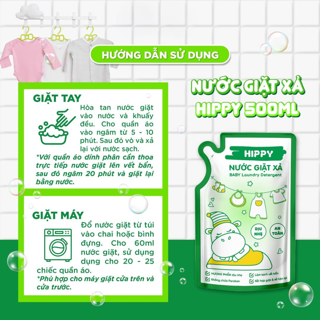 Túi nước giặt xả Hippy hương phấn 500 ml — 2