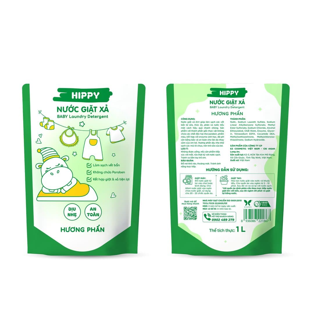 Túi nước giặt xả Hippy hương phấn 1 lít — 2