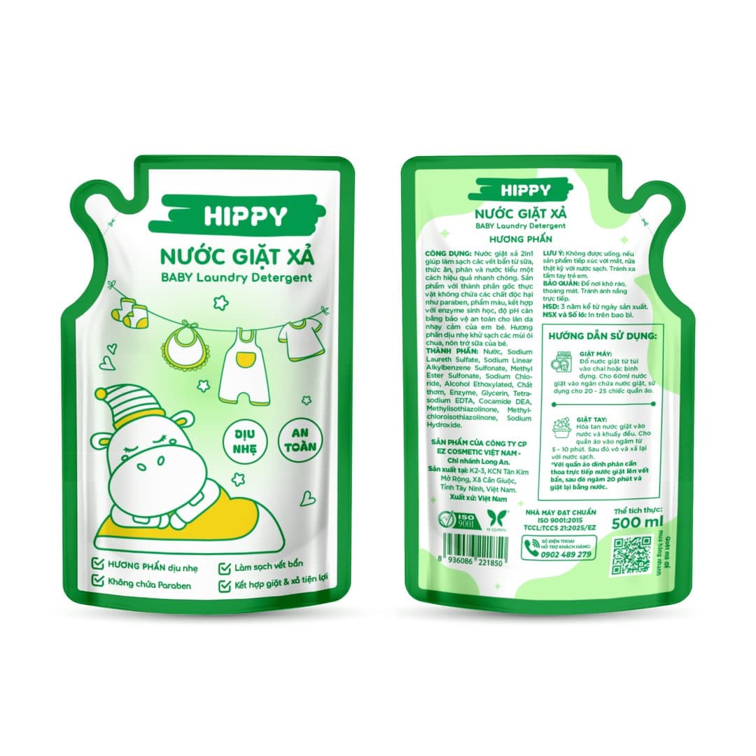 Túi nước giặt xả Hippy hương phấn 500 ml — 6