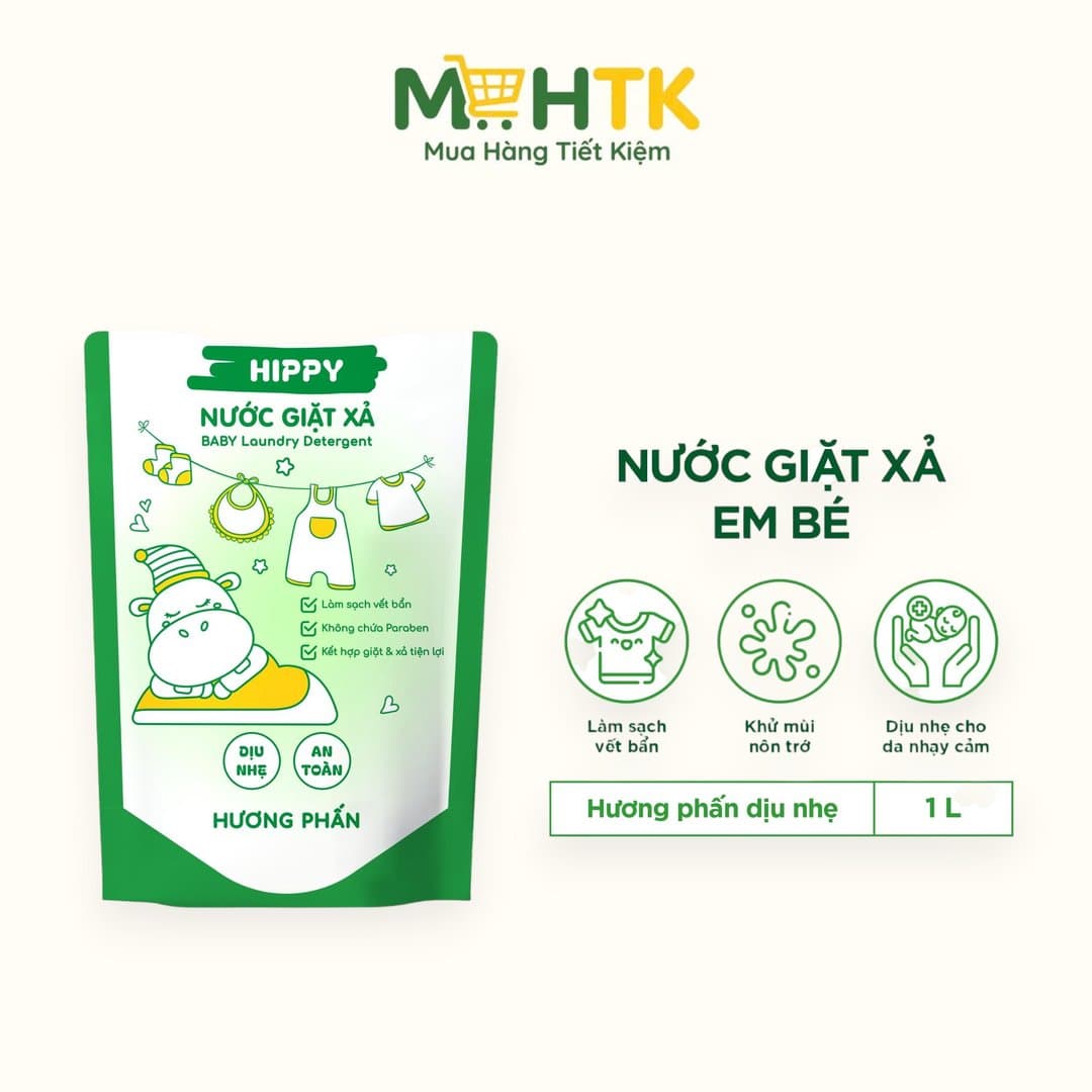 Túi nước giặt xả Hippy hương phấn 1 lít — 1
